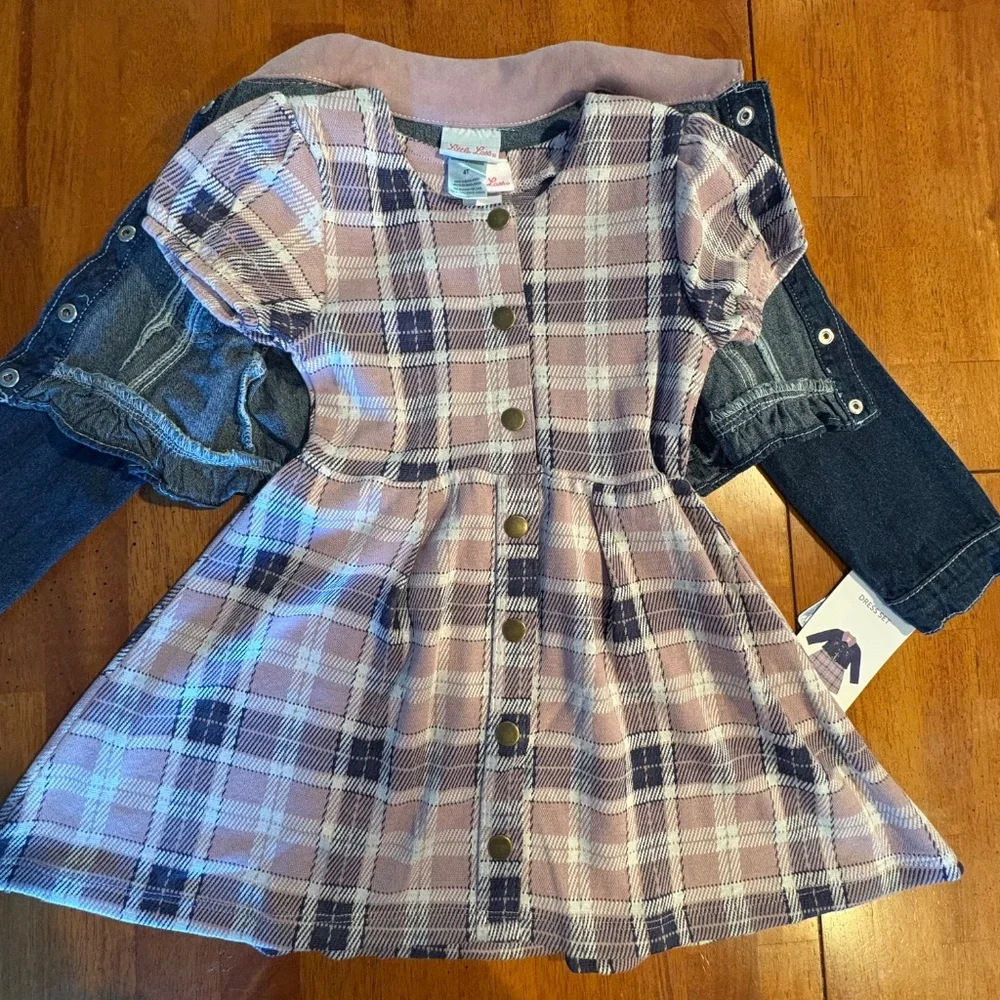 Crop Jean Jacket and Dress 2 Piece Set Casual Cowgirl Toddler 4T NEW - Picture 6 of 11
